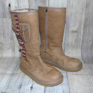 UGG CargoTall Tan Cow Leather/Sheepskin Boots Womens Size 7